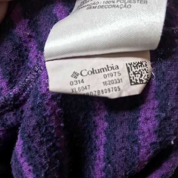 Columbia Womens Purple Striped Fleece Pullover Jacket Size Small Half Zip - Picture 8 of 9